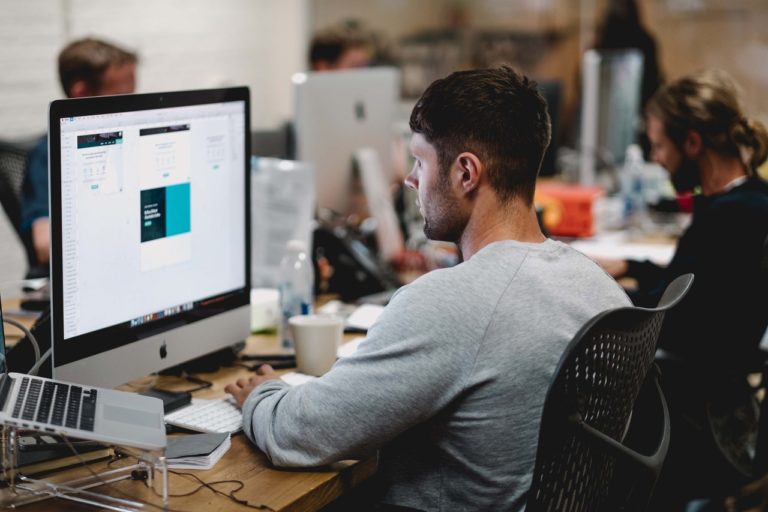 Man working on laptop